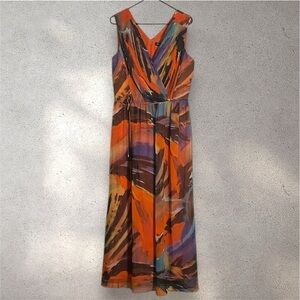 Ellen Tracy Women’s Colorful Abstract Sleeveless Maxi Dress